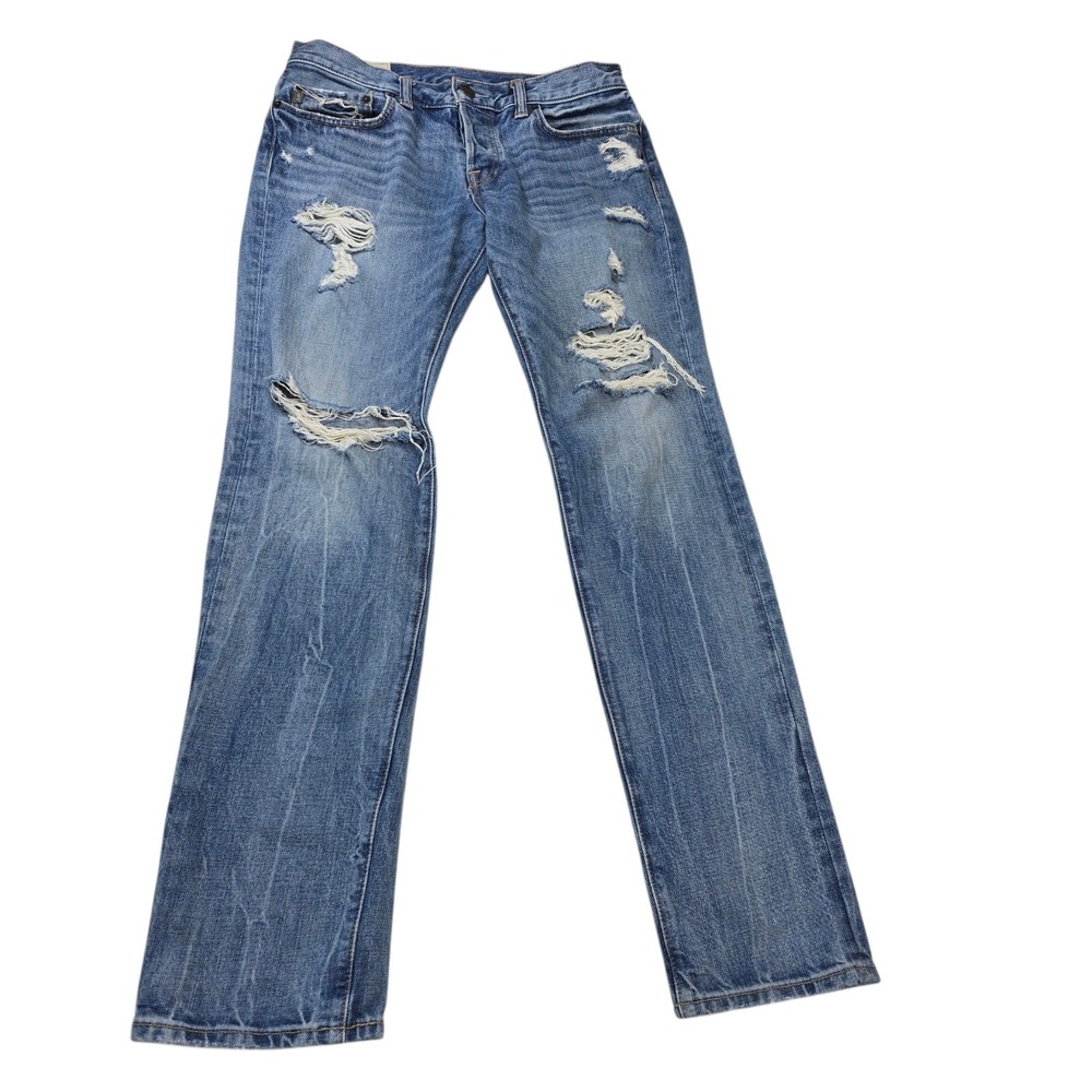 Abercrombie & Fitch Jeans Men 30x32 Blue The A+F‎ Skinny Button Fly Distress